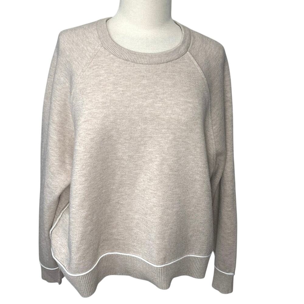Pilcro Anthropologie Women Large Beige Acid Wash Crewneck Sweatshirt Ribbed Hem